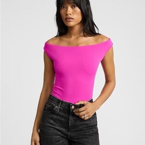 NWT Express Vibrant Pink Off-Shoulder Bodysuit